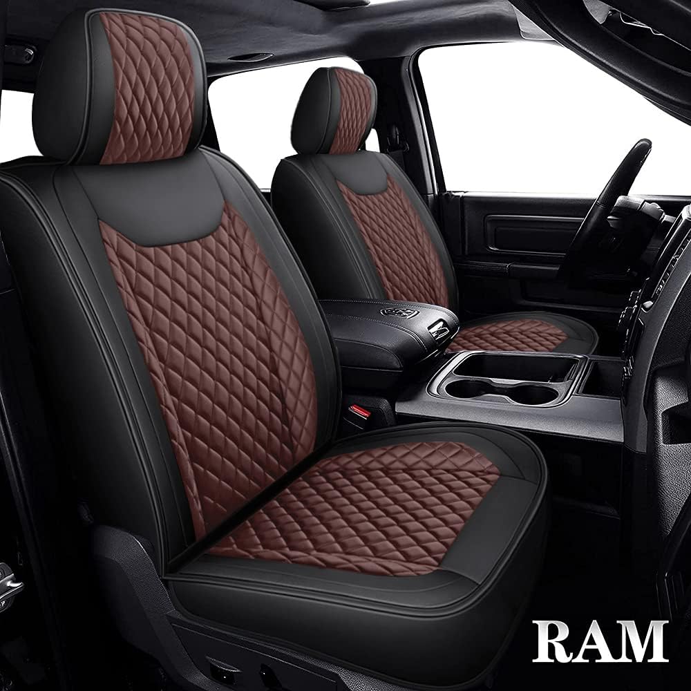 Black Gray Waterproof Faux Leather Full Set Seat Covers P14311