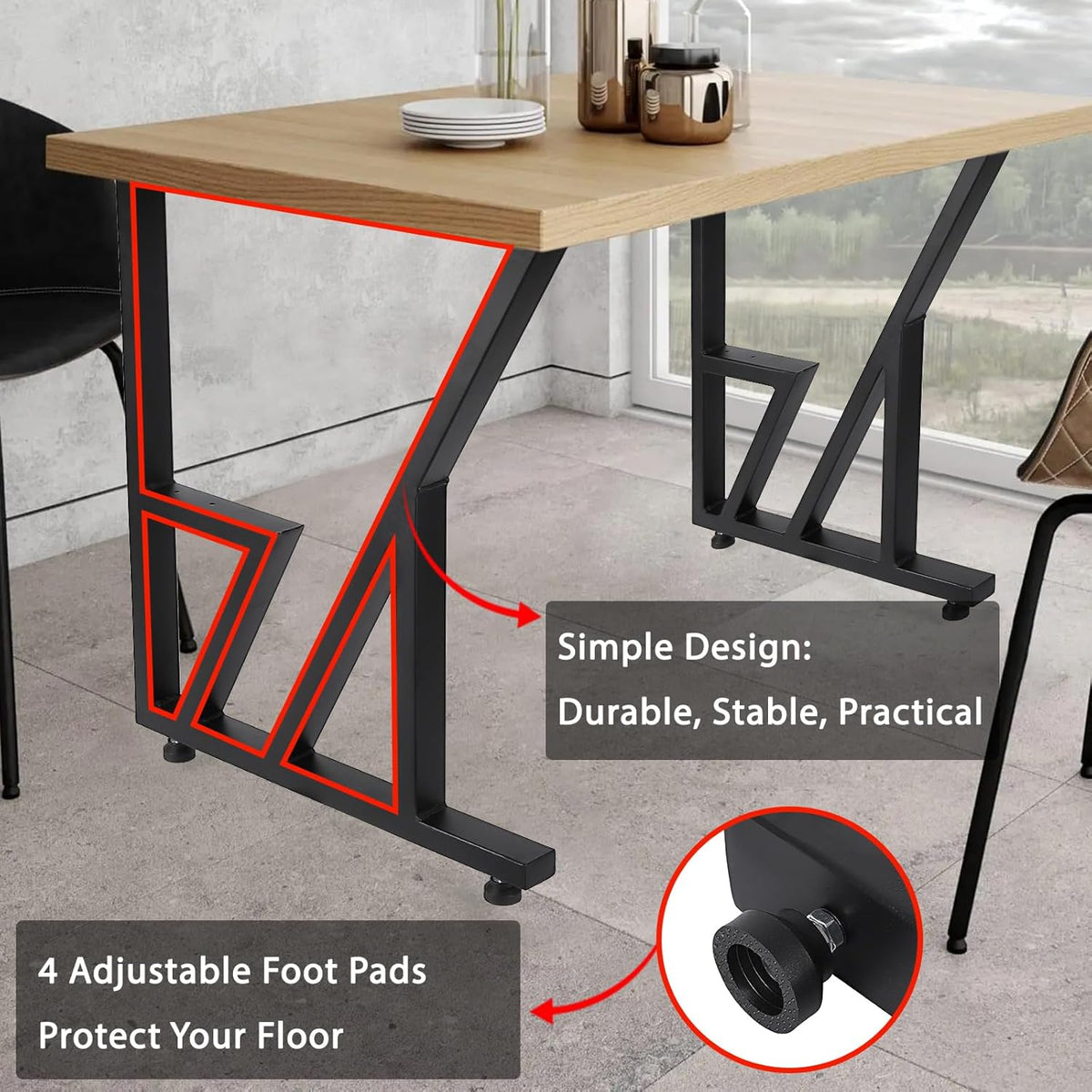 Black Heavy Duty Metal Table Legs 28"x124" (2PCS) S84576