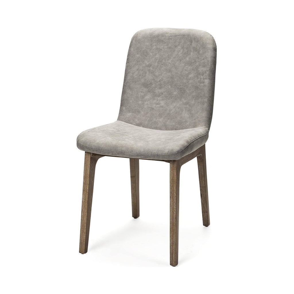 Grey Fabric Dining Chair with Medium Brown Wood Base L9810
