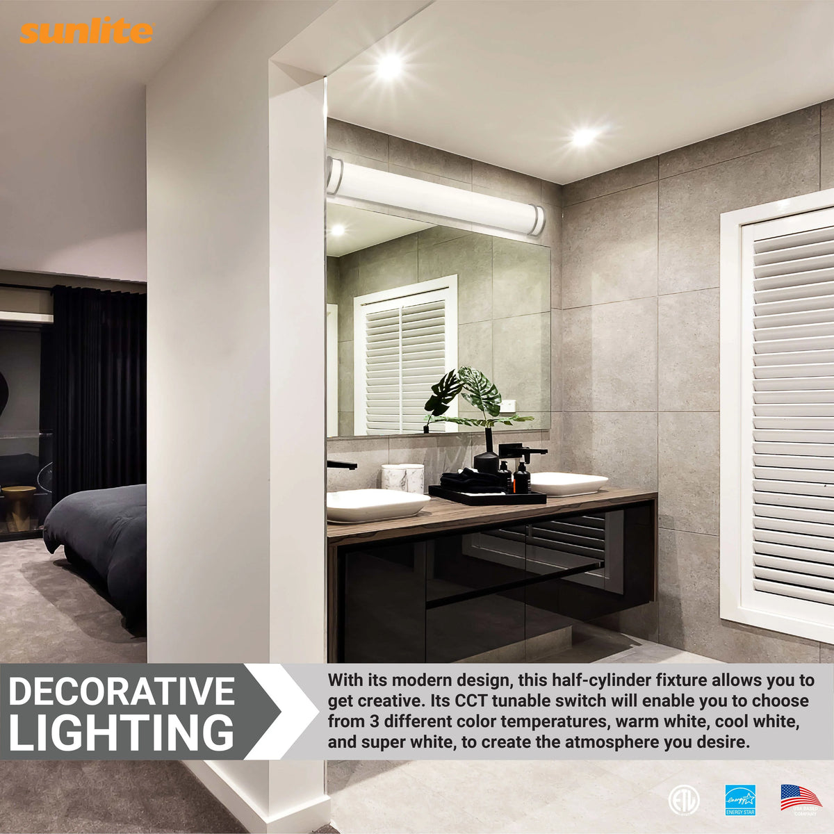 LED Half-Cylinder Vanity Light Fixture, Color Temperature Selectable, Oil-Rubbed Bronze P401569