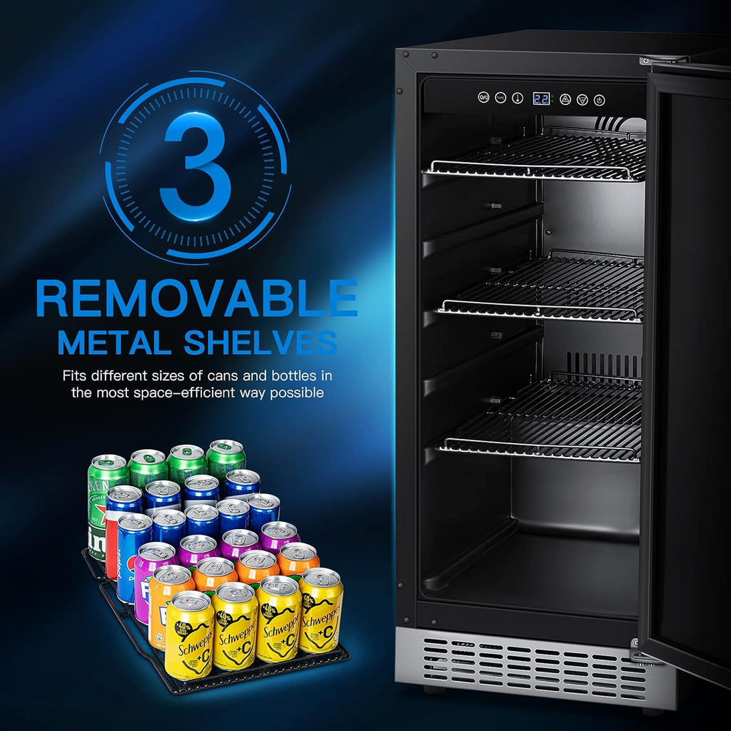 15 Inch Stainless Steel Beverage Refrigerator 100 Cans W514