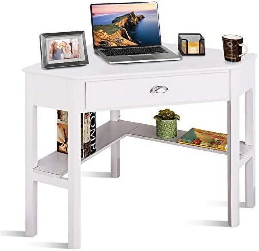 Brown Corner Desk with Drawer R522