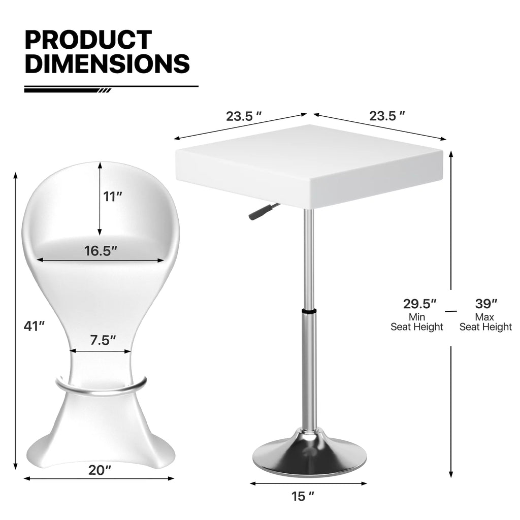 Set of 3 LED Light Up Square Bar Table + Stools V827238