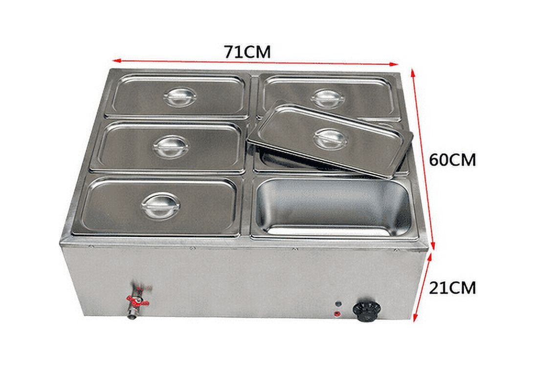 6-Pan with 6 Covers Commercial Food Warmer 7L 850W Y507