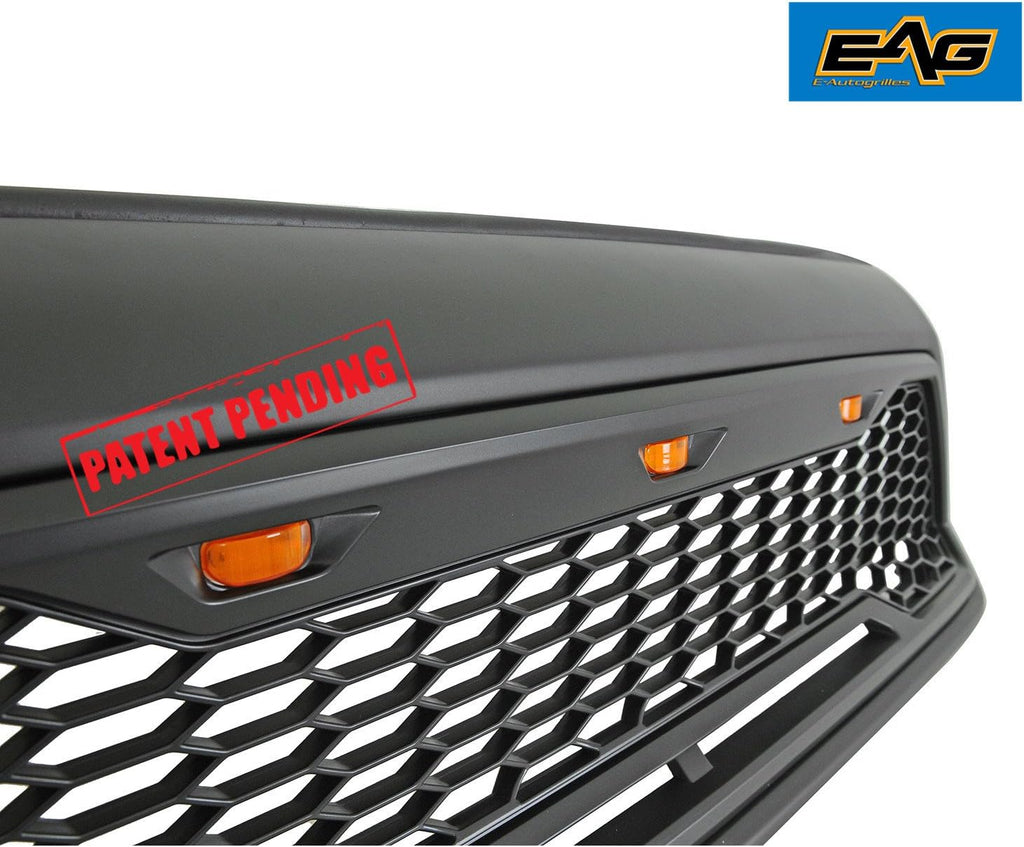Matte Black ABS Grille Front Grill with Amber LED Lights Y7146