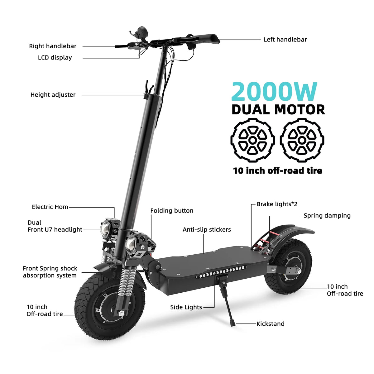 2600W 45 MPH 40 Miles Disc Brake Electric Scooter O5252