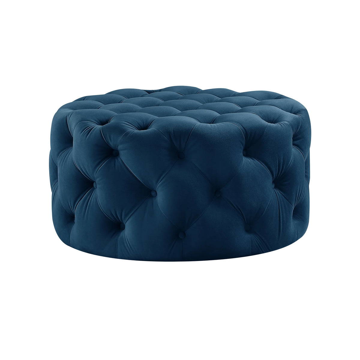 Navy Velvet Tufted Round Cocktail Ottoman M149