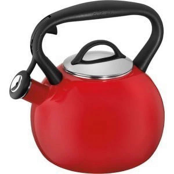 Red Porcelain Enamel on Steel Tea Kettle V80802