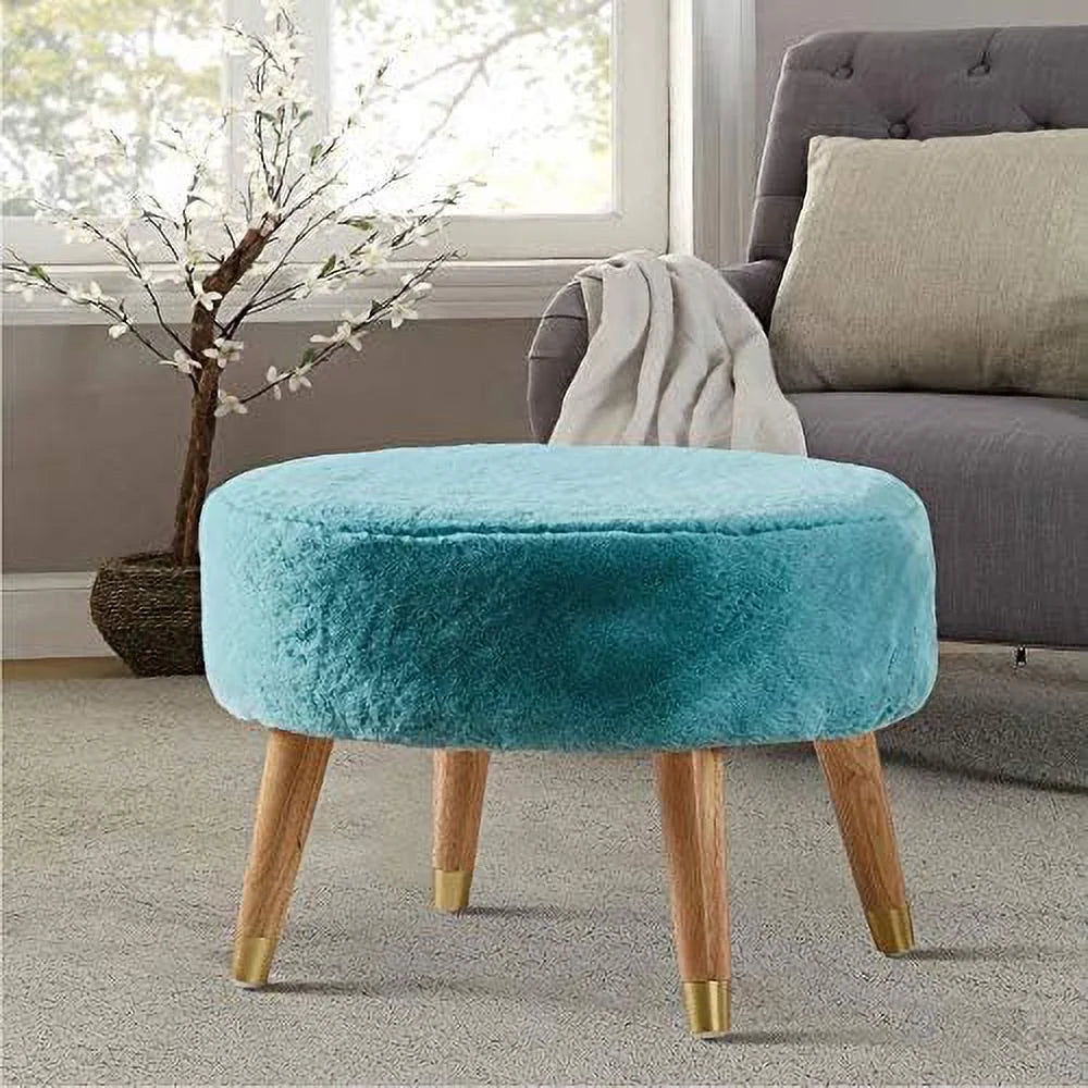 Heavy Faux Fur Oval Ottoman 22'' x 18'' x 18'' Black Z289