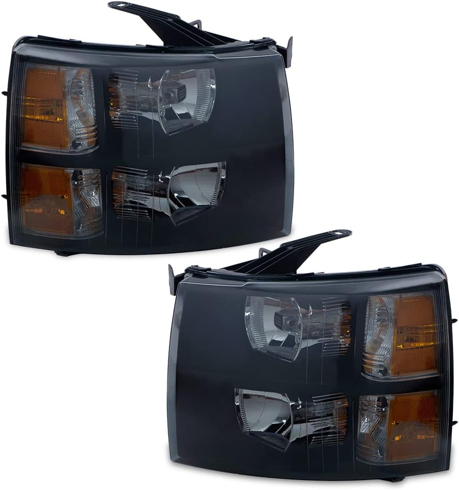 Headlights with Clear Lens Chrome Housing Amber Reflector L87611