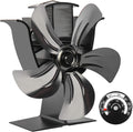 5 Blades Heat Powered Stove Fan with Magnetic Thermometer Aluminium Gold Pack of 2 E284660