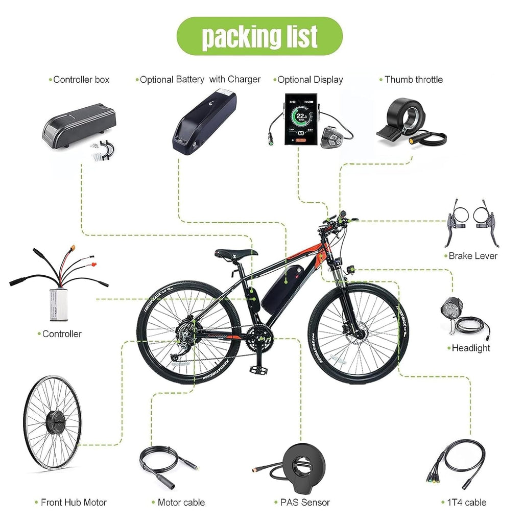 48V 500W Front Hub Motor Electric Bike Conversion Kit with LCD Display K308