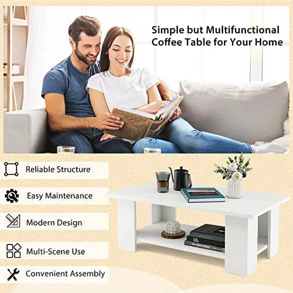 White Coffee Table with Storage O302351