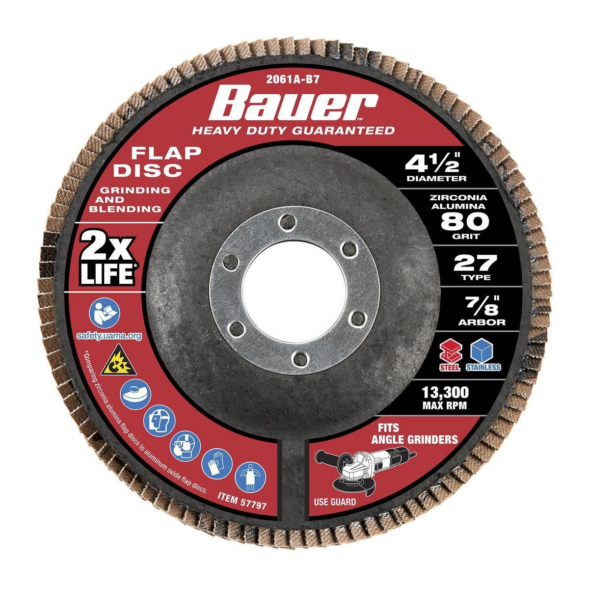 4-1/2 in. 80-Grit Type 27 Flap Disc with Fiberglass Backing and Zirconia Grain R474