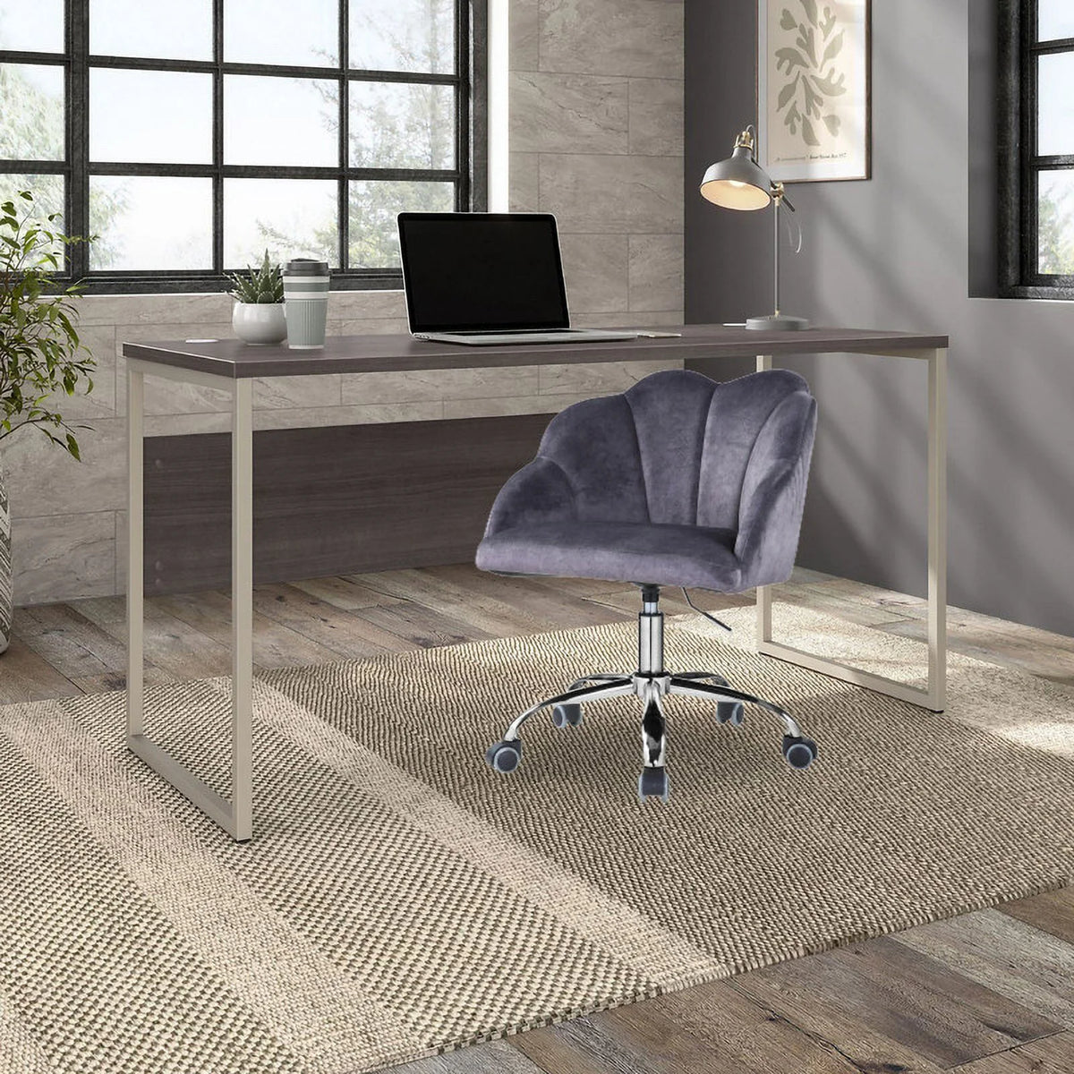 Gray Velvet Adjustable Lift Task Chair P502