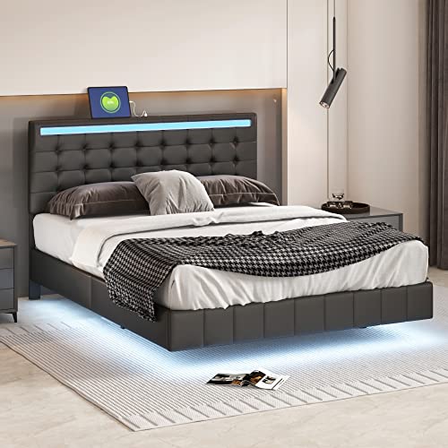 Queen Size LED Bed Frame with USB Charging O2761