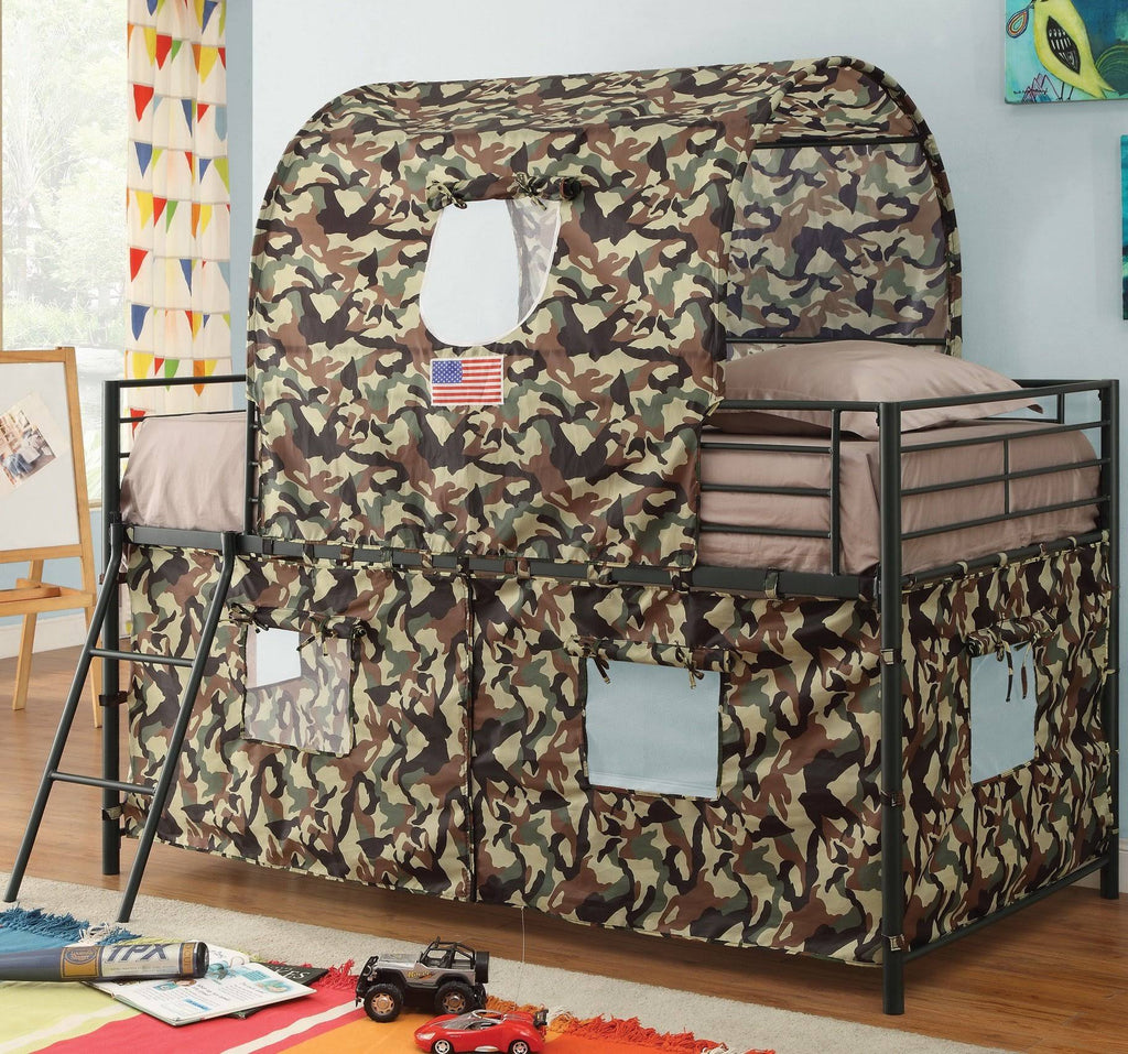 Twin Loft Bed with Guard Rails and Ladder O9487