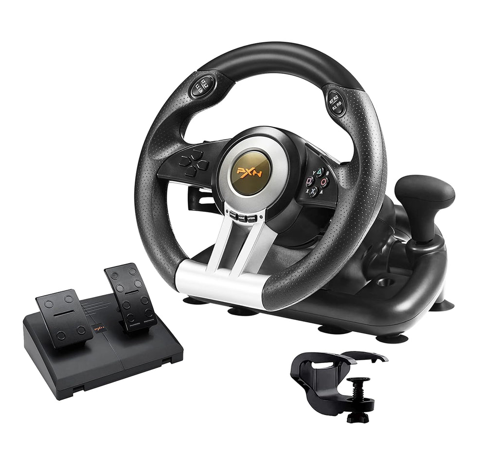 Gaming Steering Wheel with Pedal 180 Degree for PC, PS3, PS4, Xbox One, Xbox Series X/S, N-Switch (Black) G5600