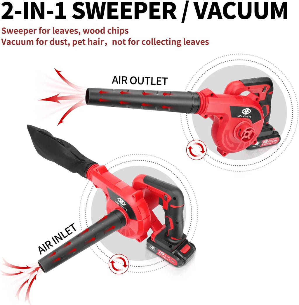 20V Cordless Leaf Blower with Rechargeable Battery, 3 Variable Speeds 150 MPH Max, Pack of 2 U534