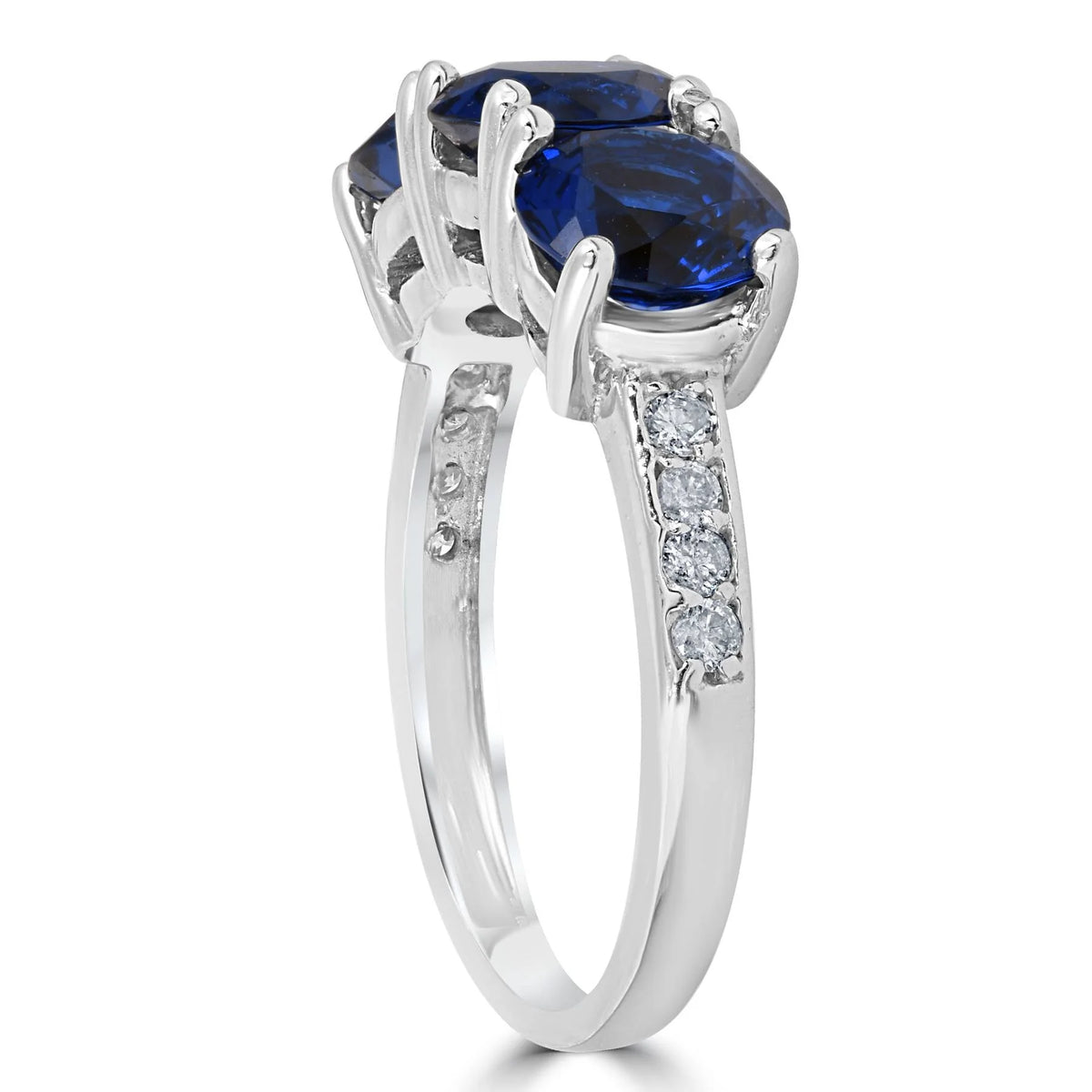 3 3/4ct Diamond & Synthetic Blue Sapphire Ring 10K White Gold M562