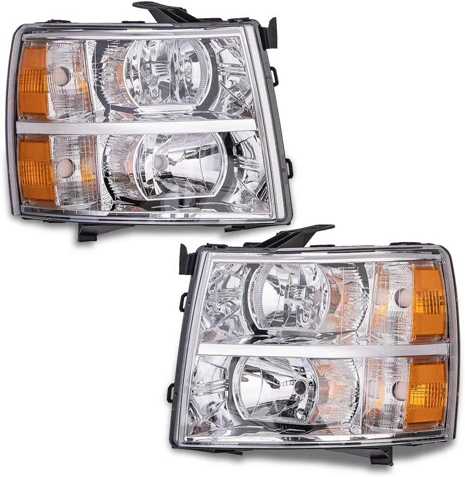 Headlights with Clear Lens Chrome Housing Amber Reflector L87611