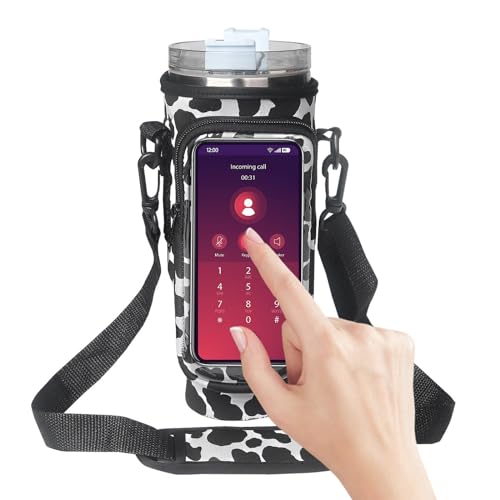 Neoprene Water Bottle Carrier Sling Bag with Strap and Phone Pocket Q244