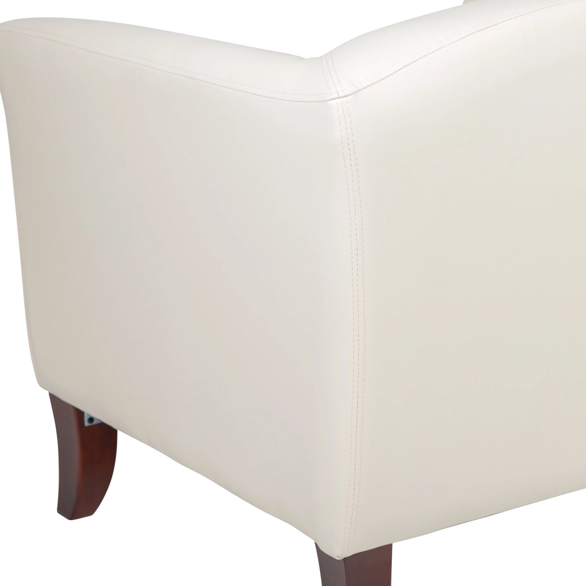 Ivory LeatherSoft Loveseat with Cherry Wood Feet M599515