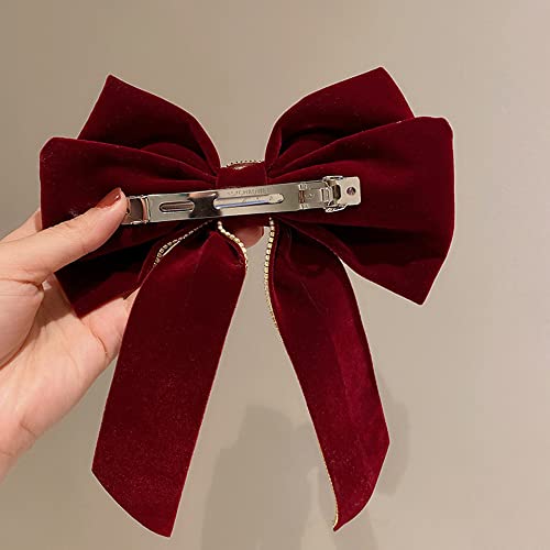 Red Velvet Hair Bow Clip L3930