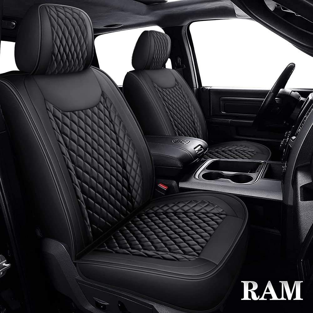 Black Gray Waterproof Faux Leather Full Set Seat Covers P14311