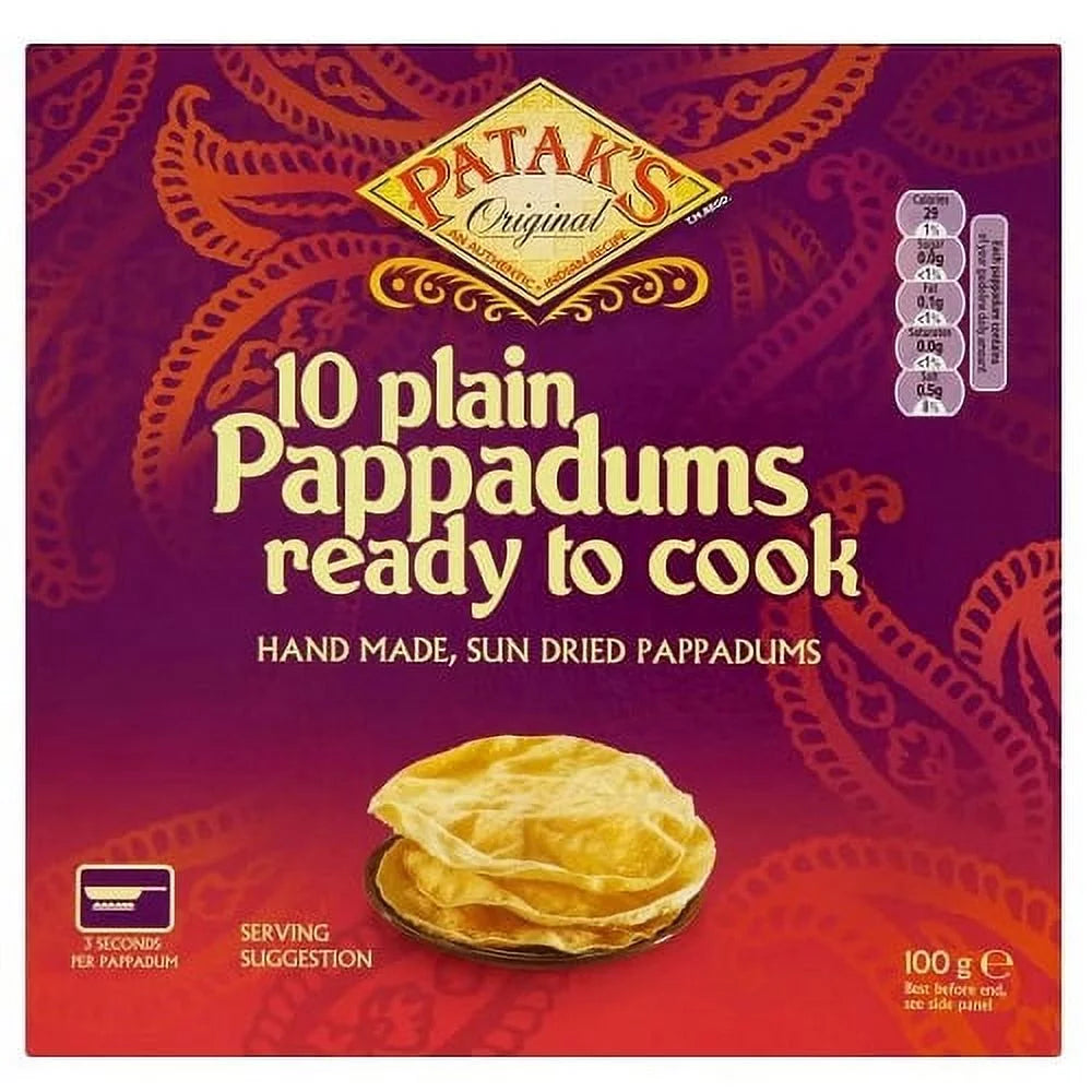 Plain Ready to Cook Pappadums 100g Pack of 12 P58805