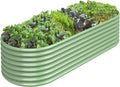 8x3x2FT Galvanized Metal Raised Garden Bed Light Green Q753319