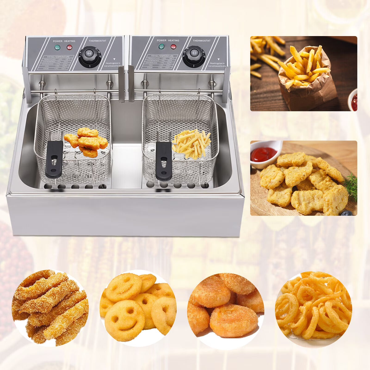 12L 5000W Commercial Electric Countertop Deep Fryer M682