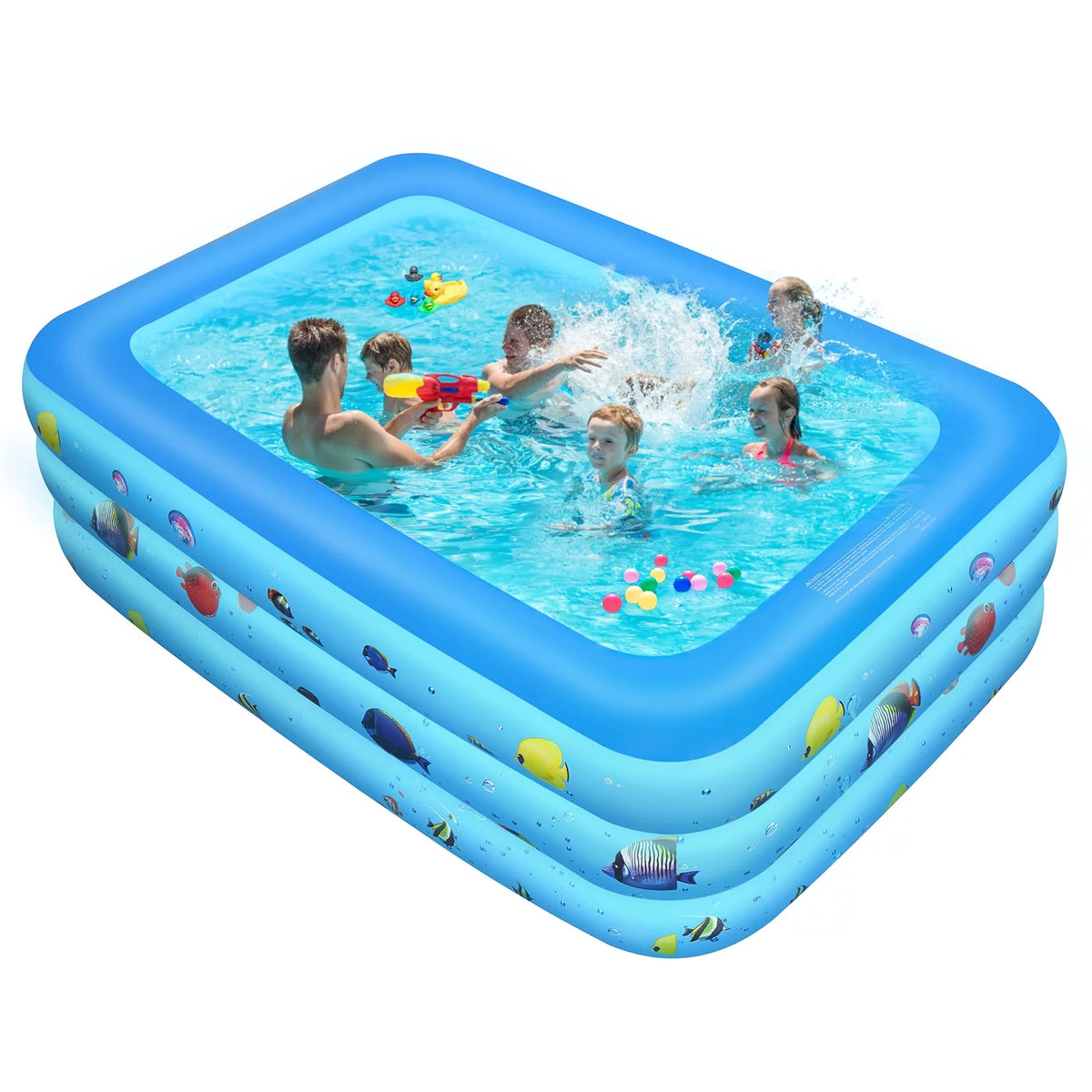 Inflatable Pool, Thickened Kiddie Pool, BPA-Free, 6.9 x 5 x 1.8 ft, Blue C852856