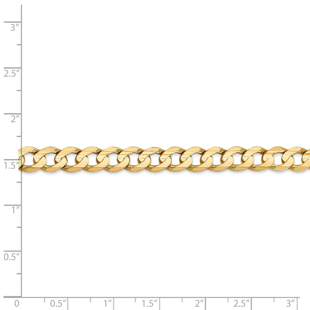 14kt Yellow Gold 22 inch Open Concave Curb Chain with Lobster Clasp L4107