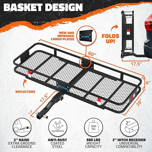 60x20x6 Heavy-Duty Folding Hitch Cargo Carrier with Waterproof Luggage Bag P7930