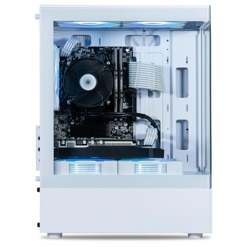 White Liquid-Cooled Gaming Desktop Computer, AMD Ryzen 7, RTX 4060 8GB, 32GB DDR4, 1TB NVMe SSD L525643