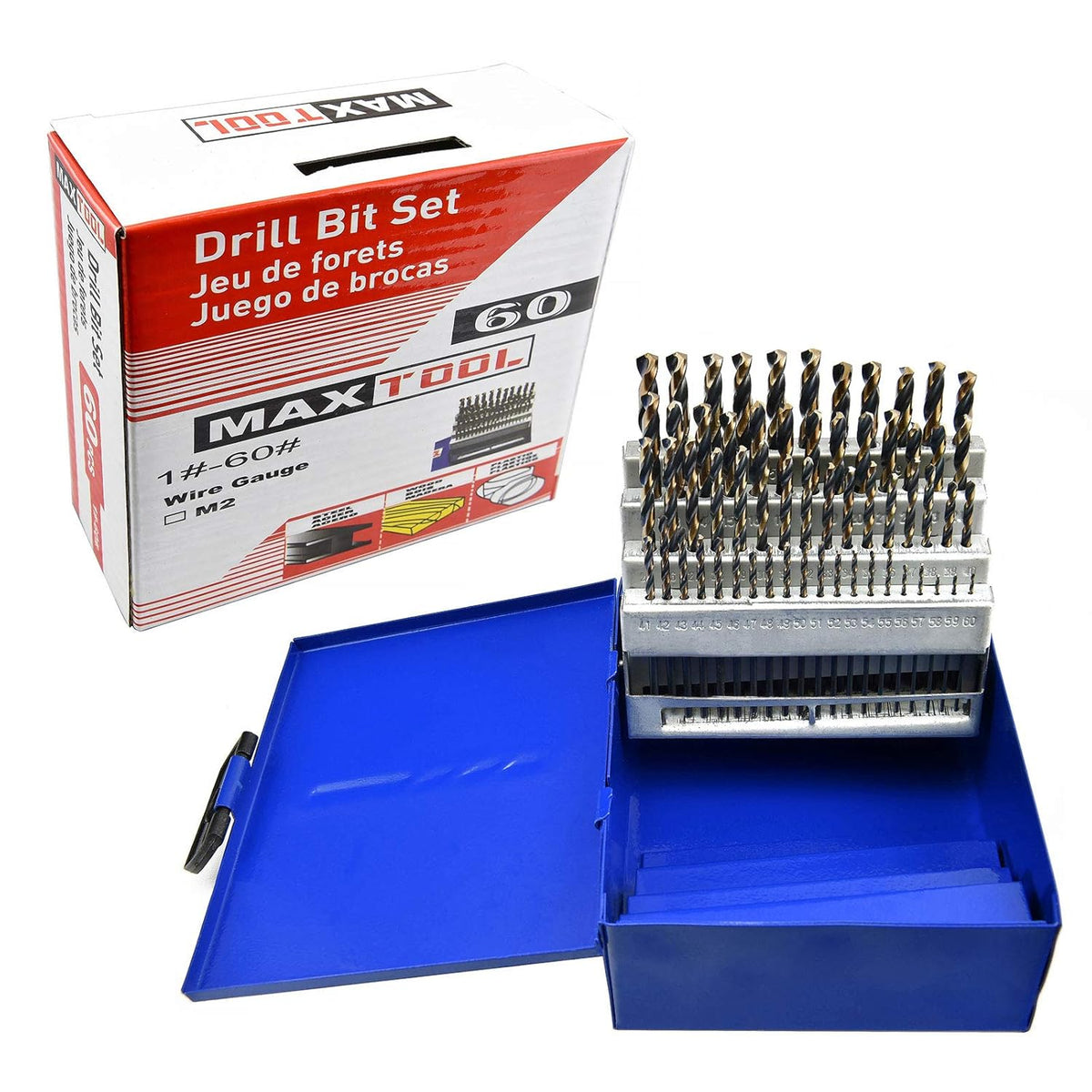 60 Piece High Speed Steel Twist Drill Bit Set M873