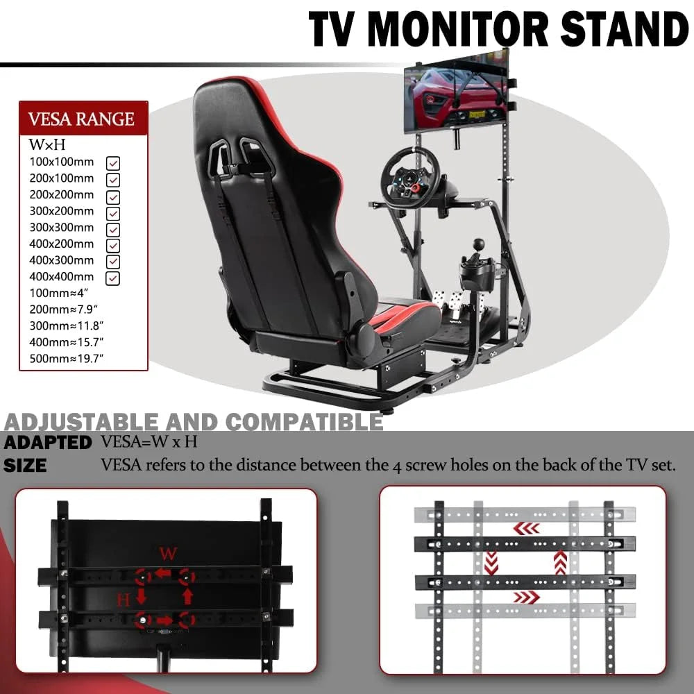 Racing Sim Cockpit with Gaming Seat and Monitor Stand O61966