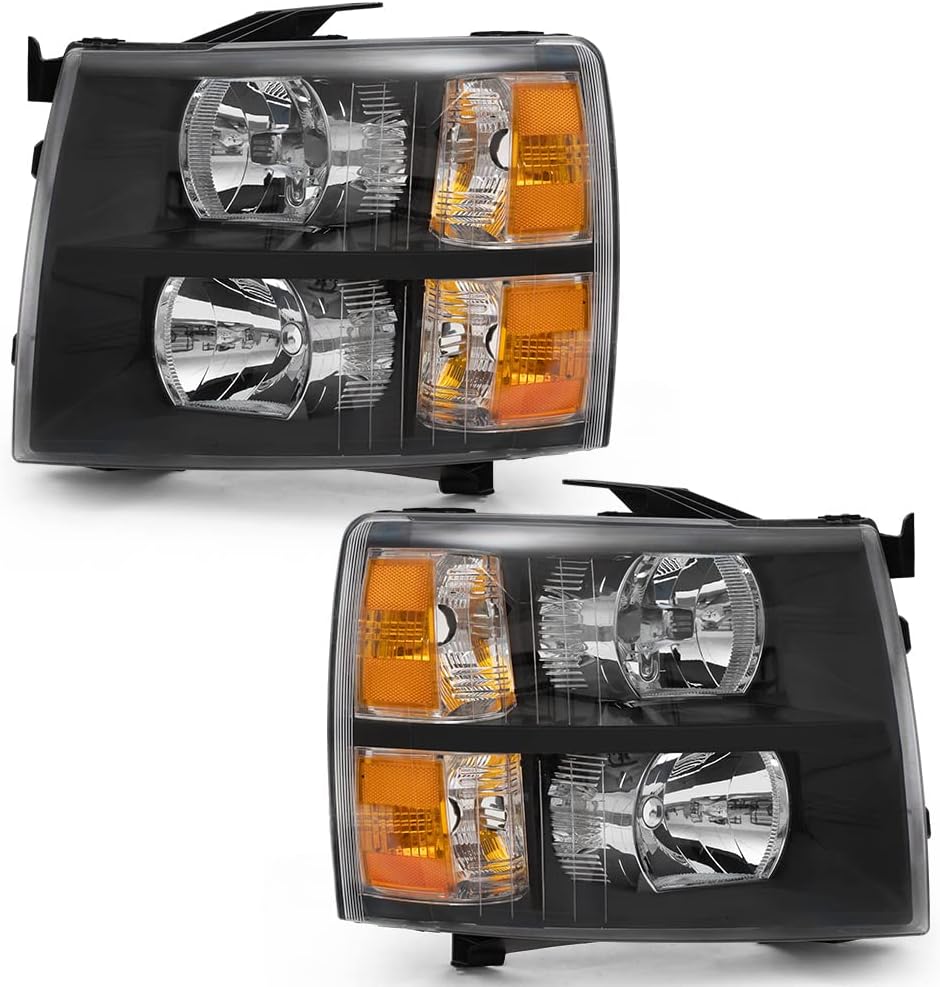 Headlights with Clear Lens Chrome Housing Amber Reflector L87611