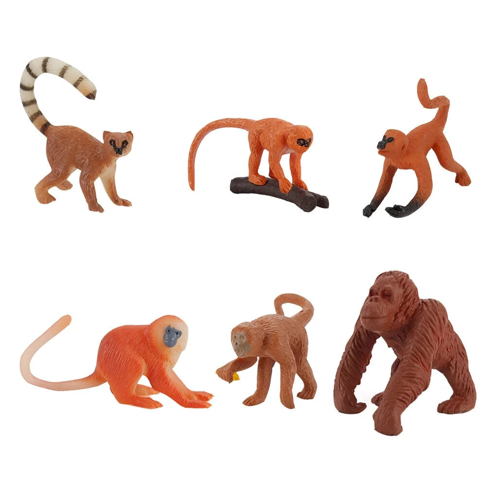 Monkey Animal Figurines Toys Figures Model Miniature Gorilla Figure Cake Kids Models Simulation Statue Zoo I23408