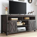 Farmhouse Barn Door TV Stand for 65 Inch TV Dark Rustic Oak W53190