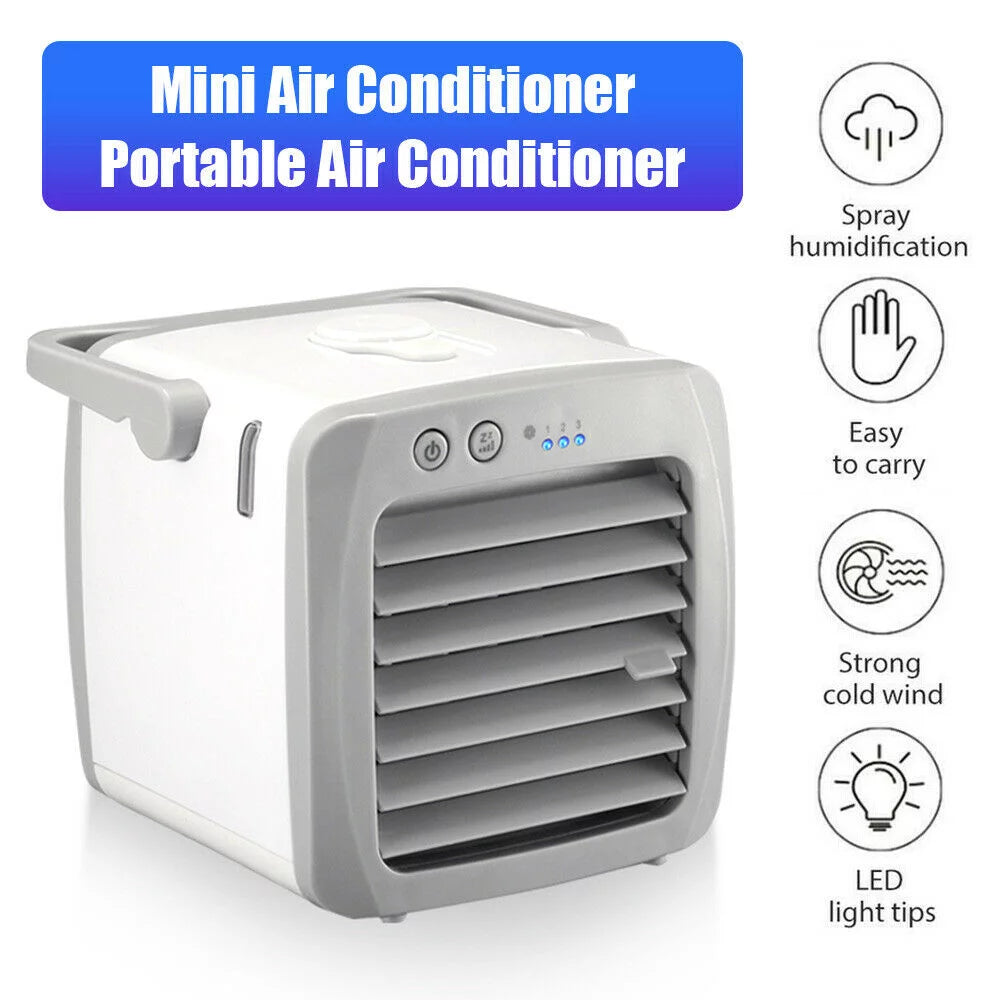 Portable Mini Air Conditioner USB Cooling Fan, 3-in-1 Humidifier, White, 200ml J62710