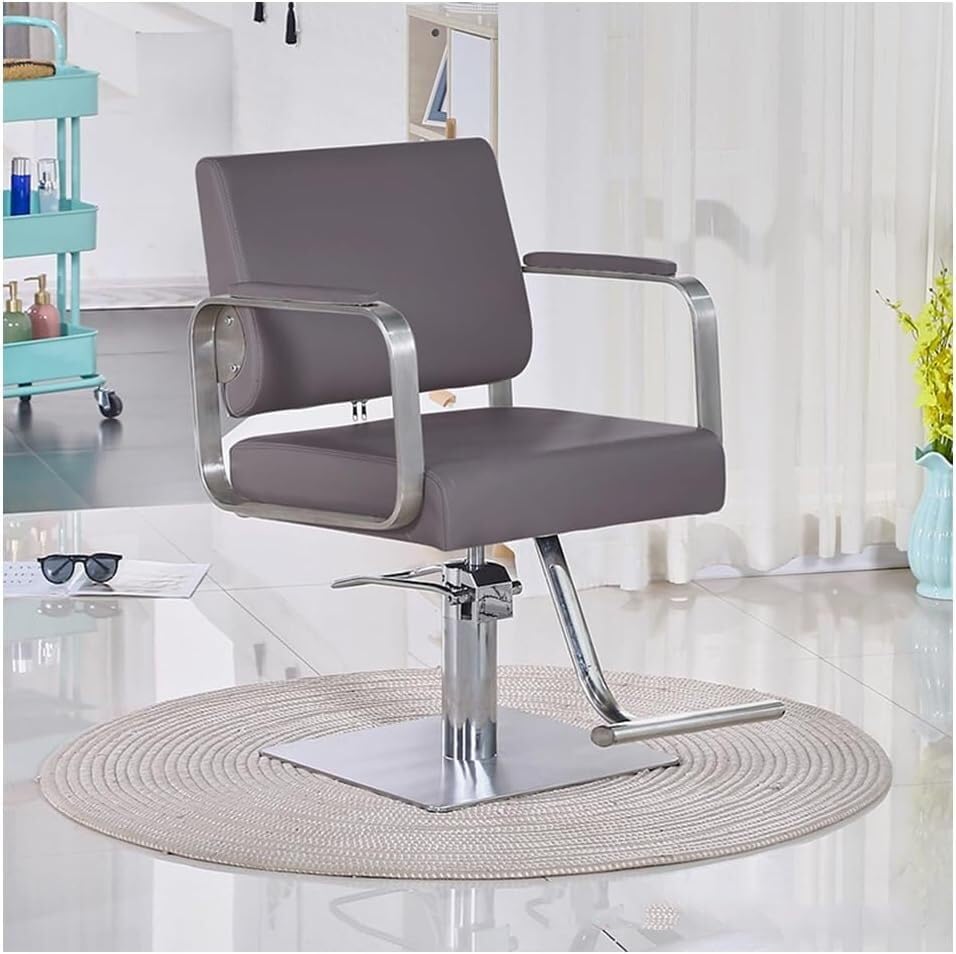 Grey Barber Chair with Heavy Duty Hydraulic Pump, 360 Degrees Swivel B171