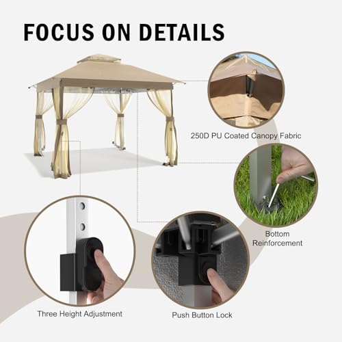10x10 Pop Up Gazebo with Mosquito Nettings D845