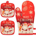 Christmas Oven Mitts and Potholders Set, 4 PCS Heat Resistant Non-Slip W11078