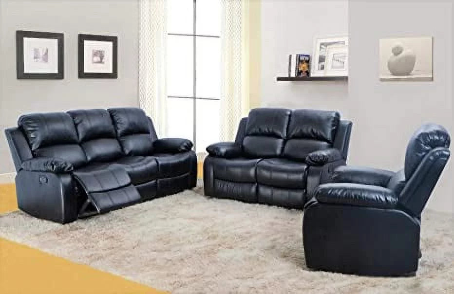 3 Pieces Faux Leather Reclining Living Room Set B88779