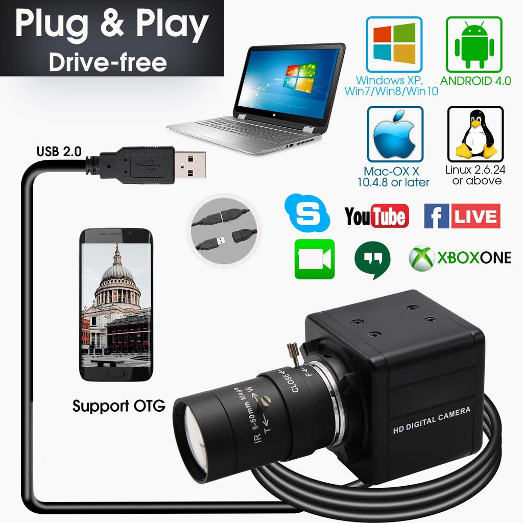 5MP USB Camera with 5-50mm Varifocal Lens F1031