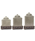 Taupe Canister Set with Base S7834
