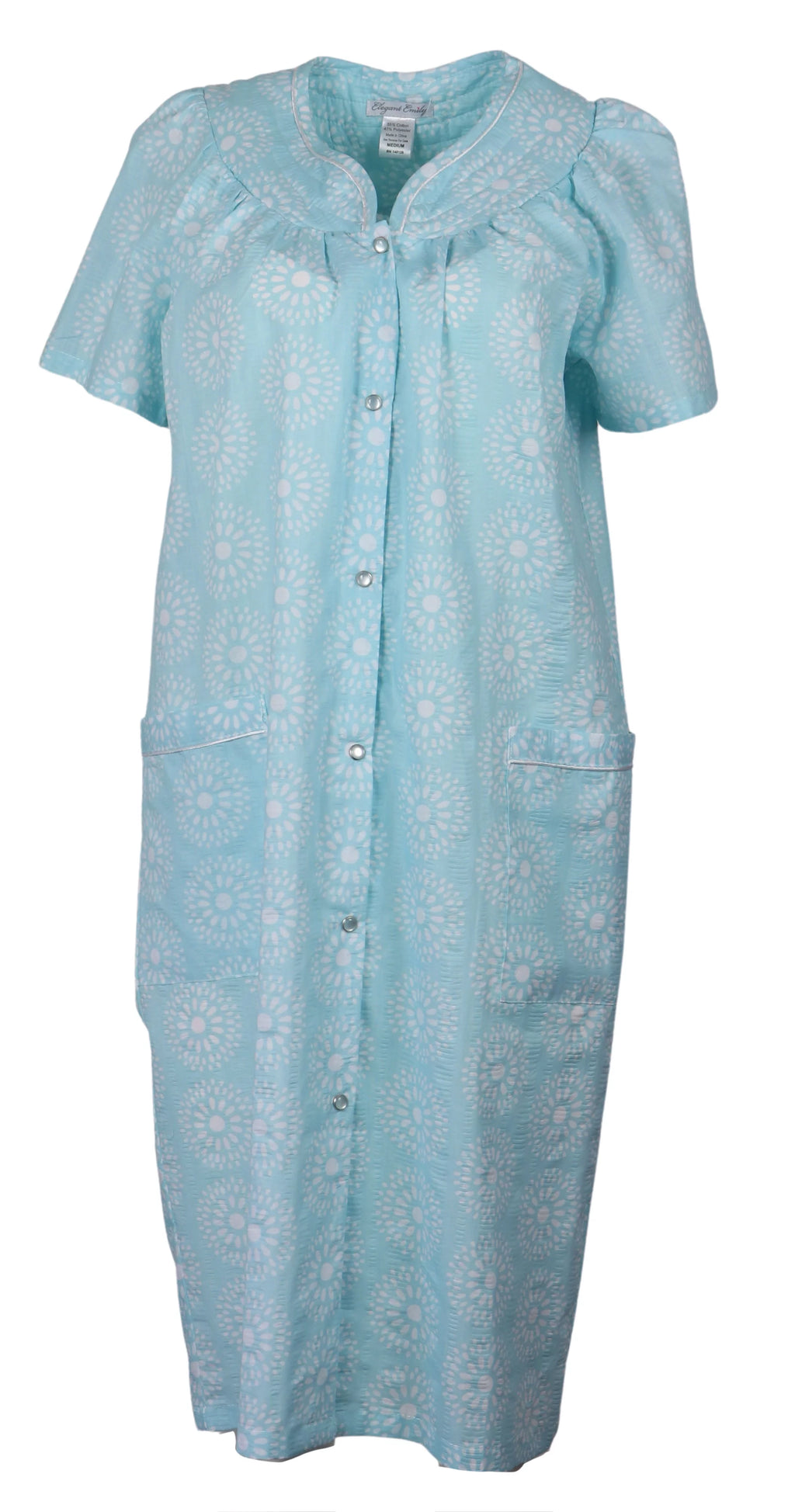 Aqua Snap-Front Duster Robe With Pockets C227706