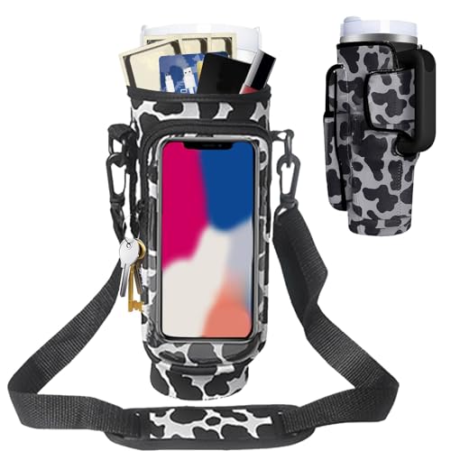 Neoprene Water Bottle Carrier Sling Bag with Strap and Phone Pocket Q244